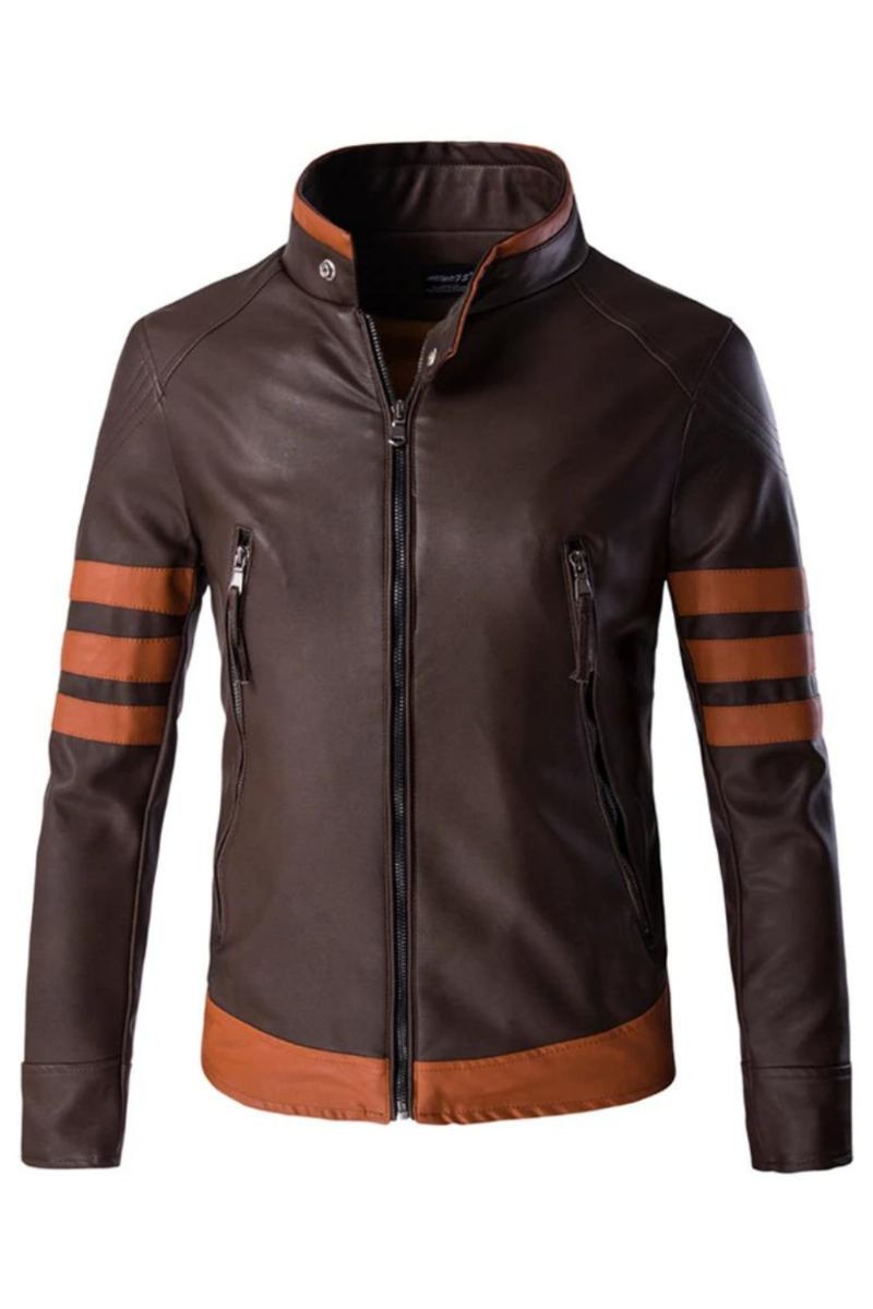 Veste Hommes Moto Biker Manteau Mâle Casual En Simili Cuir Vêtement D'extérieur Pour Homme