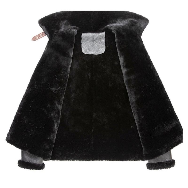 Veste En Peau De Mouton Naturelle Courte Et Mince Pour Hommes Manteaux D'hiver Chauds Et Épais En Vraie Fourrure - Noir