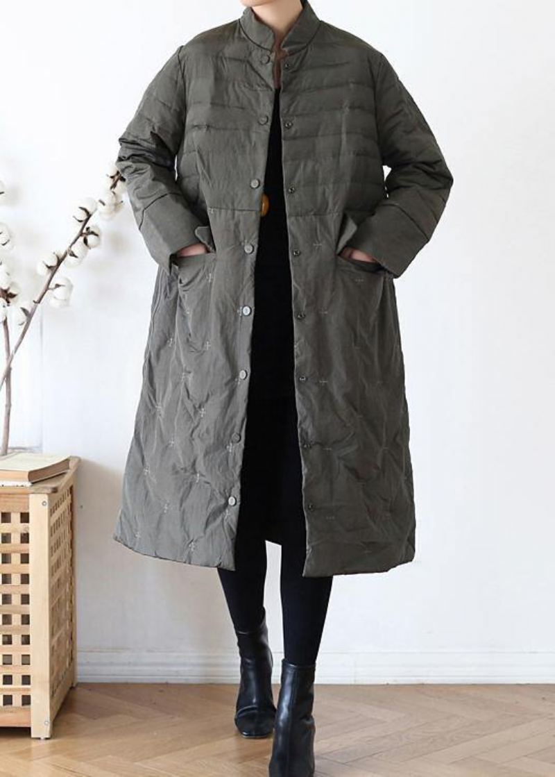 2024 Vert Doudoune Femme Décontracté Col Montant Femmes Parka Chaud Vêtements D'hiver - Doudounes femmes