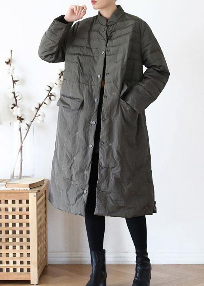 2024 Vert Doudoune Femme Décontracté Col Montant Femmes Parka Chaud Vêtements D'hiver - Doudounes femmes