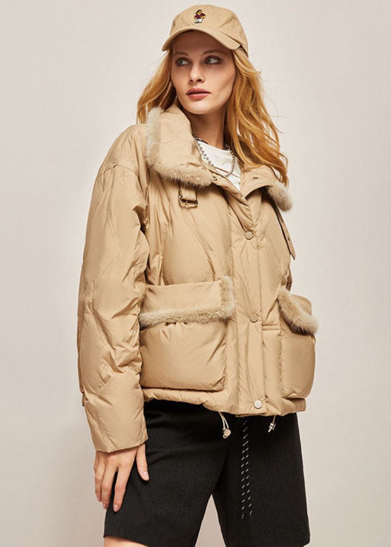 Art Blanc Vison Cheveux Patchwork Cordon De Canard Vers Le Bas Canada Goose Veste Hiver - Blanc