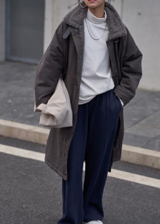 Beaux Vêtements À Col Montant Avec Cordon De Serrage Pour Femmes Gris Chocolat D'extérieur Quotidiens