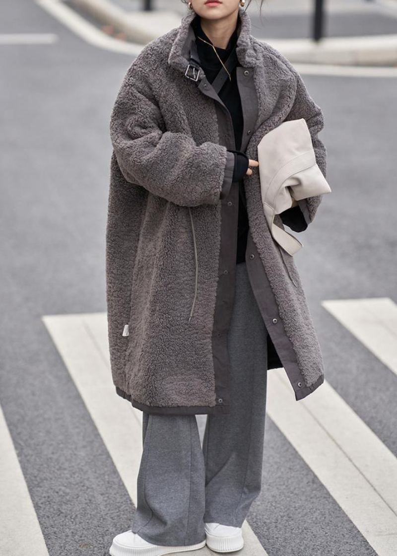 Beaux Vêtements À Col Montant Avec Cordon De Serrage Pour Femmes Gris Chocolat D'extérieur Quotidiens - Chocolat Gris