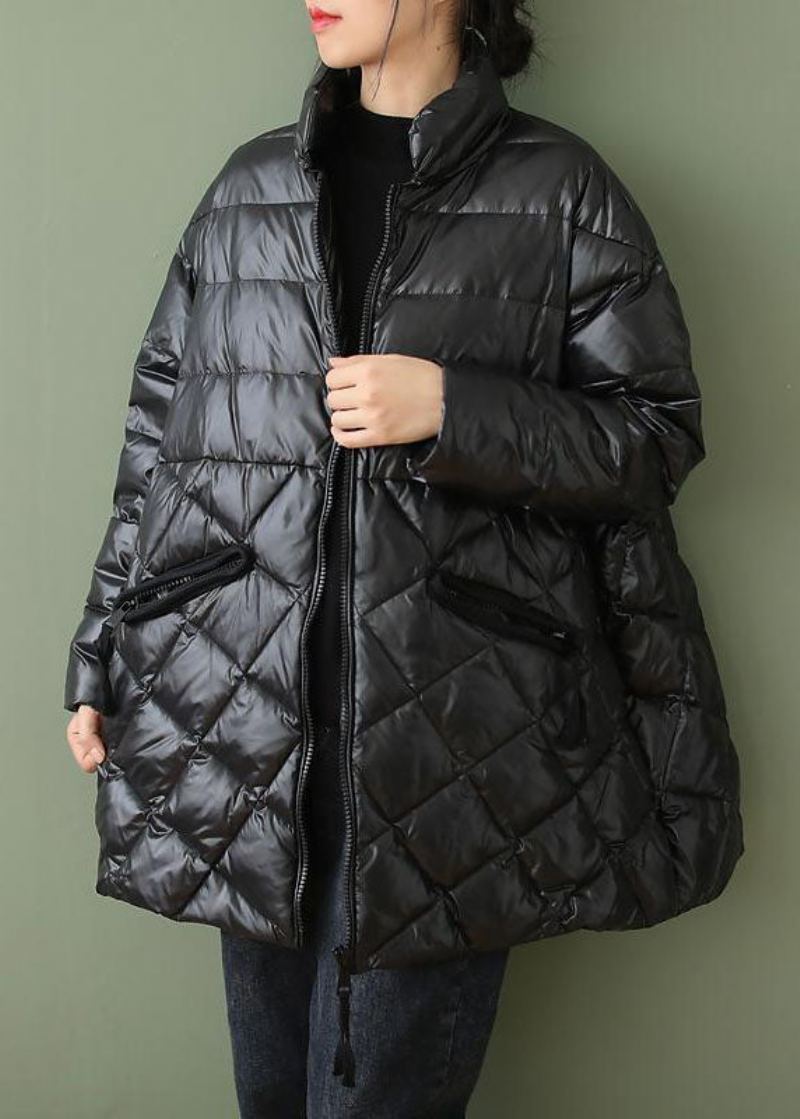 Boutique Parka Noire Zippée Avec Cordon De Serrage Et Remplissage En Coton Fin Pour L'hiver - Noir