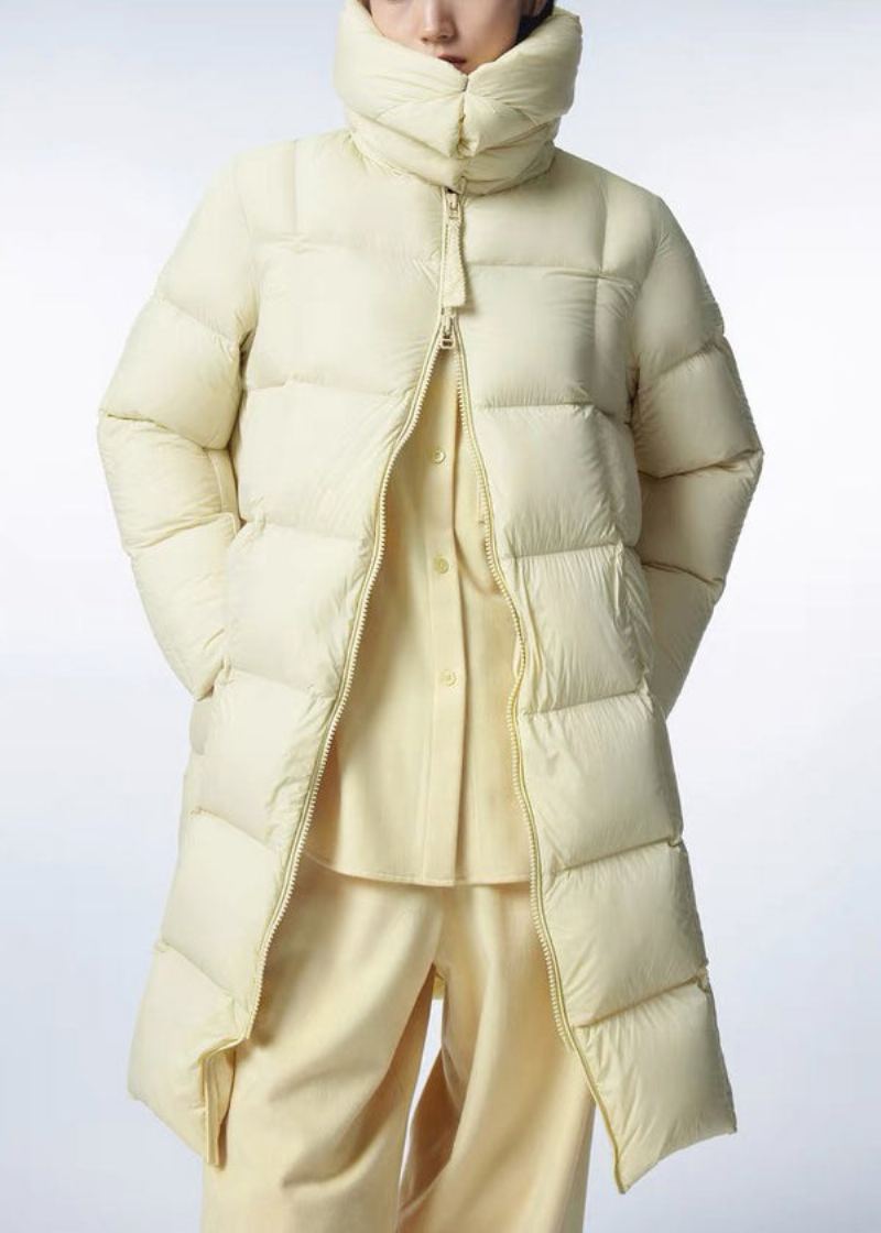 Boutique Vert Col Montant Fermeture Éclair Duvet De Canard Manteau Hiver - Doudounes femmes