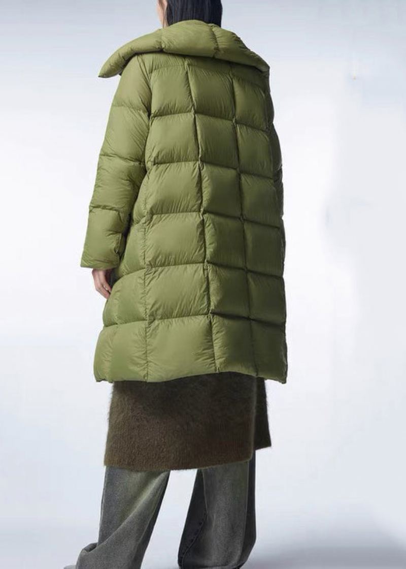 Boutique Vert Col Montant Fermeture Éclair Duvet De Canard Manteau Hiver - Doudounes femmes