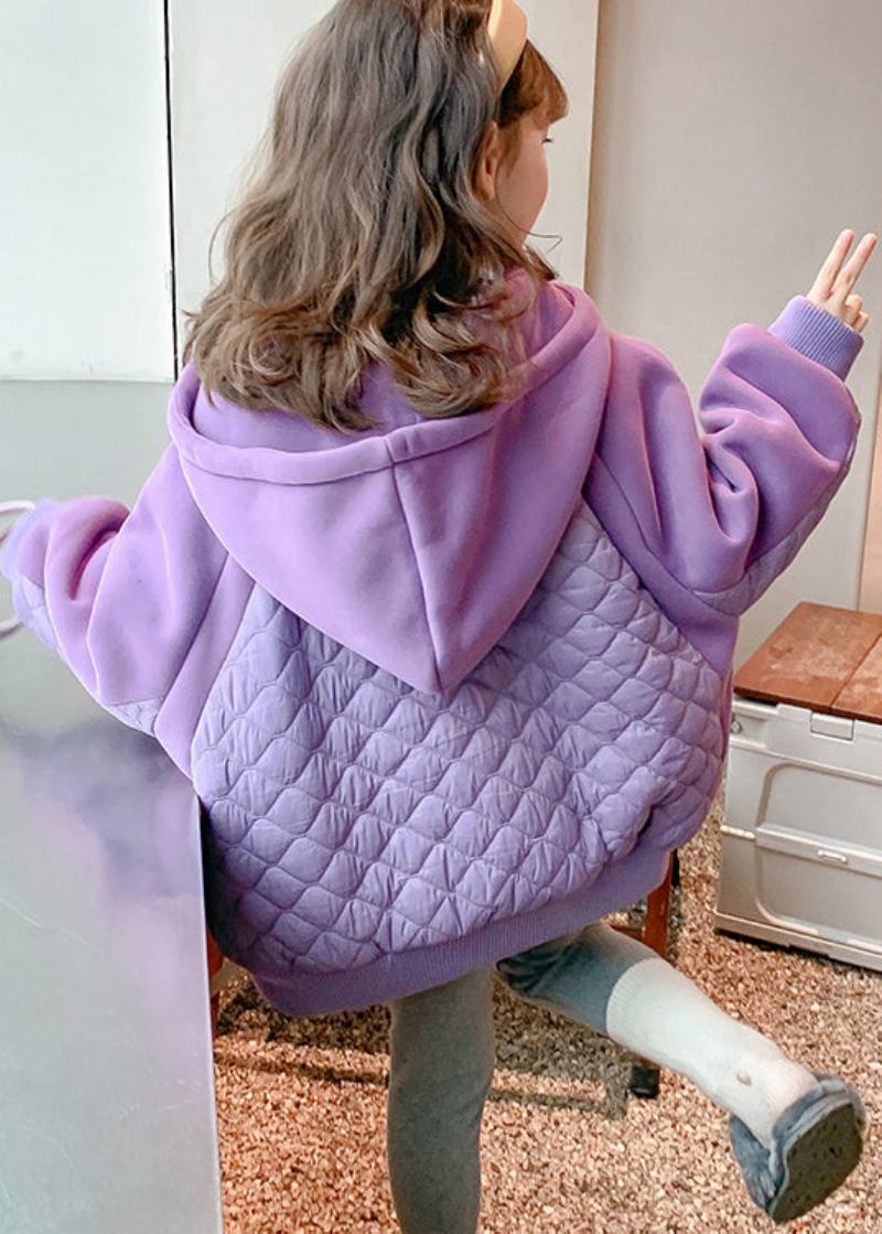 Boutique Violet Poches À Capuche Fine Coton Rempli Enfants Filles Manteau Hiver - Doudounes femmes