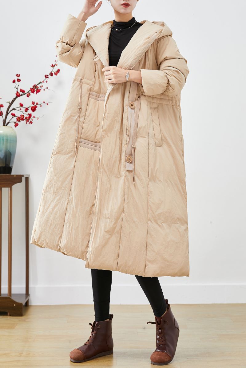 Chic Abricot À Capuche Patchwork Duvet De Canard Canada Goose Veste Hiver - Doudounes femmes