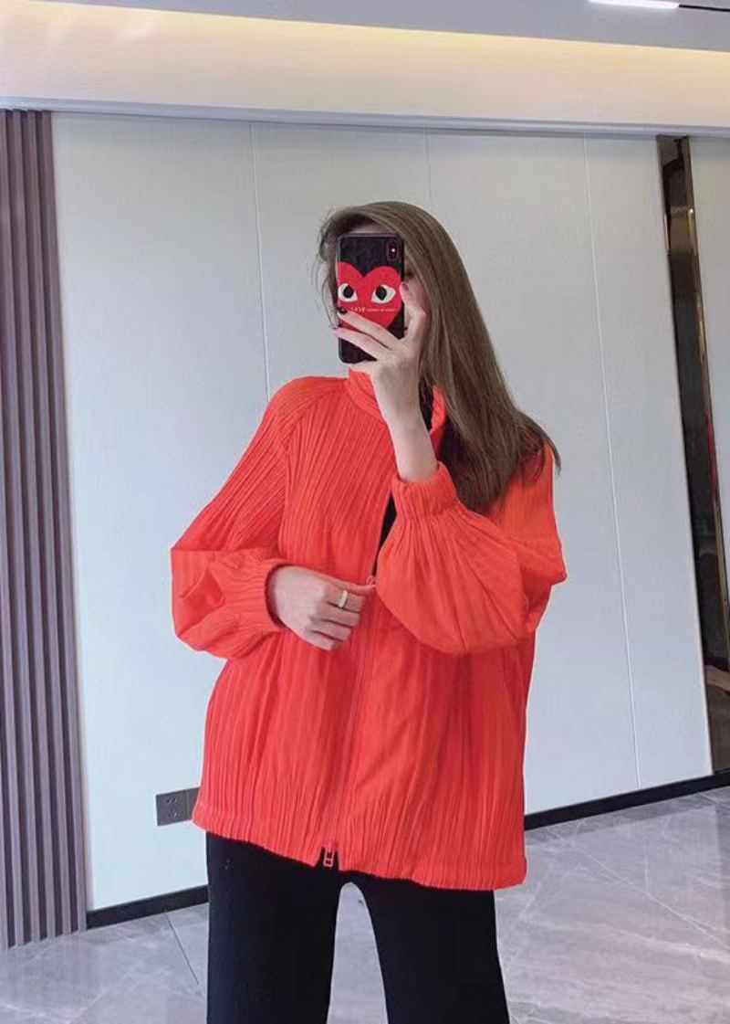 Chic Orange Zip Up Fine Coton Rempli Vestes Minces Printemps - Doudounes femmes