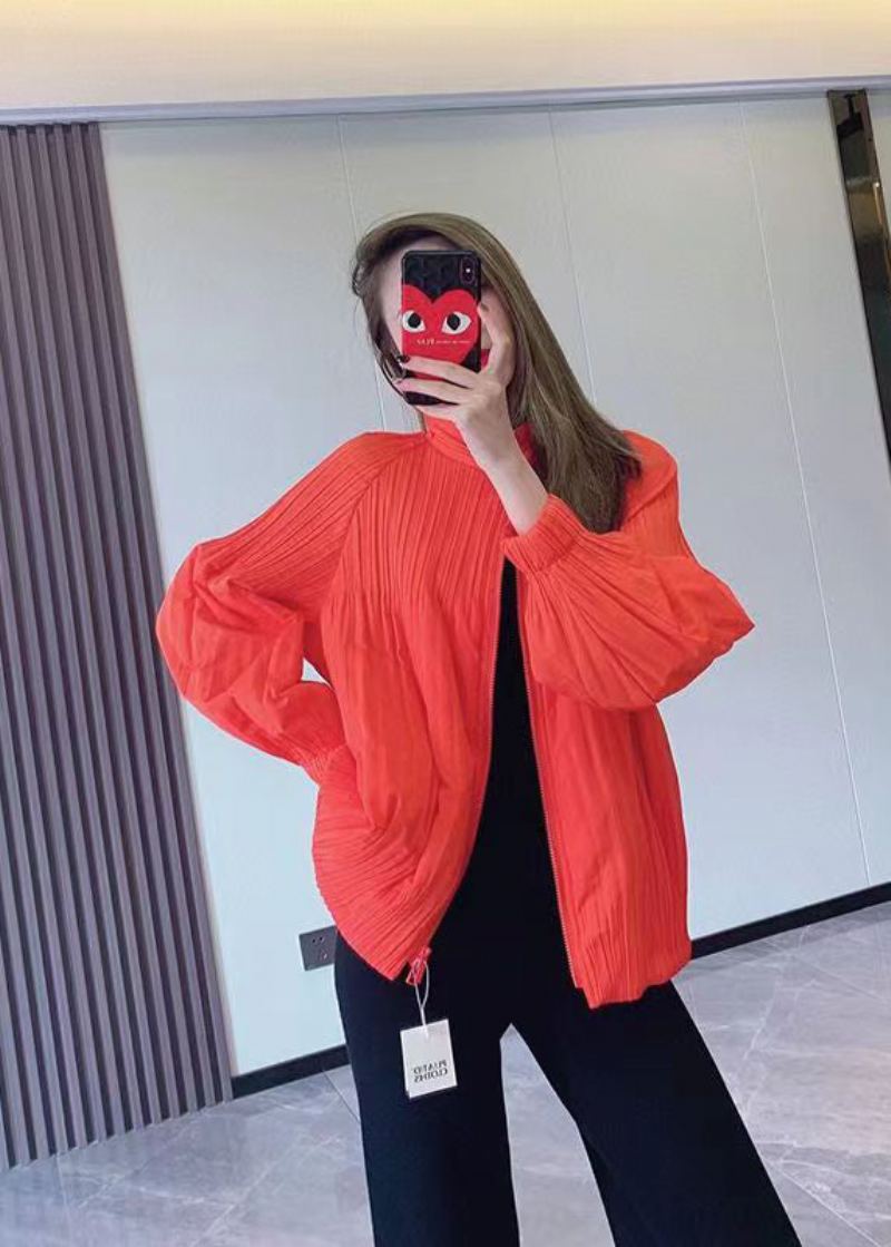 Chic Orange Zip Up Fine Coton Rempli Vestes Minces Printemps - Doudounes femmes