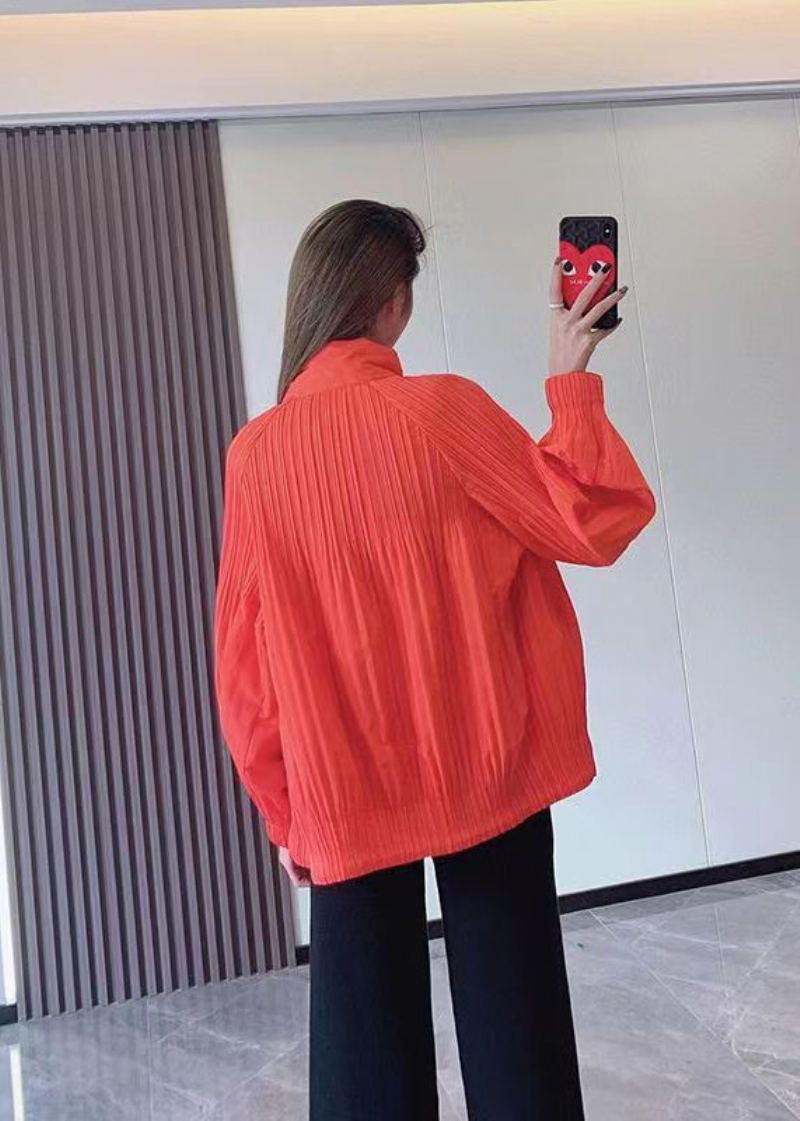 Chic Orange Zip Up Fine Coton Rempli Vestes Minces Printemps - Doudounes femmes