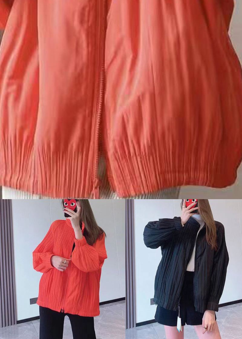 Chic Orange Zip Up Fine Coton Rempli Vestes Minces Printemps - Doudounes femmes