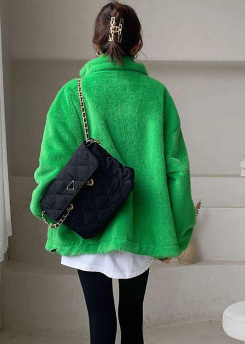 Diy Vert Zip Up Vison Velours Épais Vêtements D'hiver - Doudounes femmes