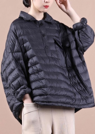 Doudoune Ample De Luxe Avec Poches À Revers Noires Manteau En Duvet De Canard