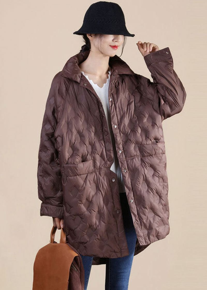 Doudoune Canada Goose En Duvet De Canard Chocolat Avec Poches Et Col Montant Pour L'hiver