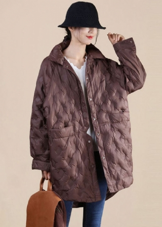 Doudoune Canada Goose En Duvet De Canard Chocolat Avec Poches Et Col Montant Pour L'hiver