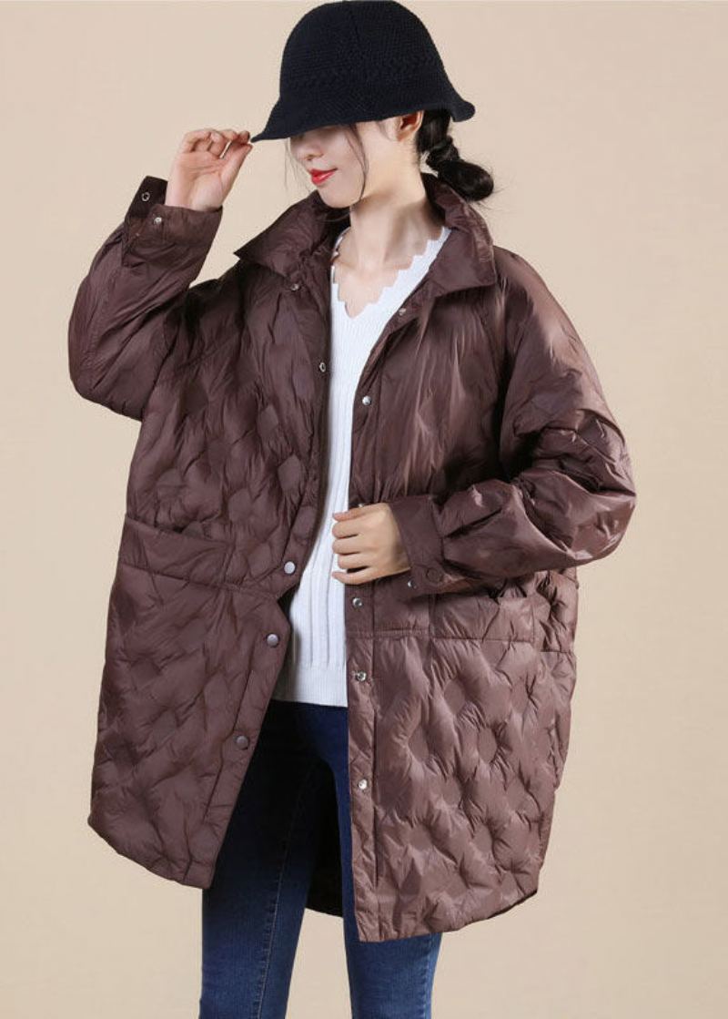 Doudoune Canada Goose En Duvet De Canard Chocolat Avec Poches Et Col Montant Pour L'hiver - Café