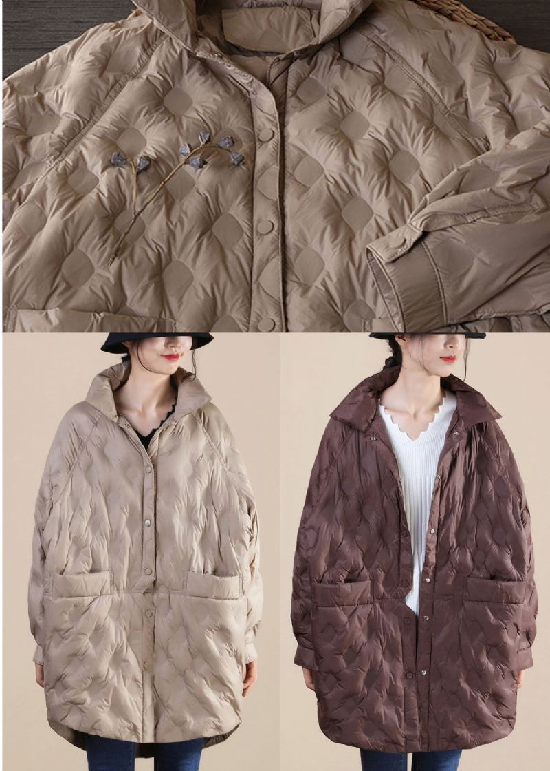 Doudoune Canada Goose En Duvet De Canard Chocolat Avec Poches Et Col Montant Pour L'hiver - Café