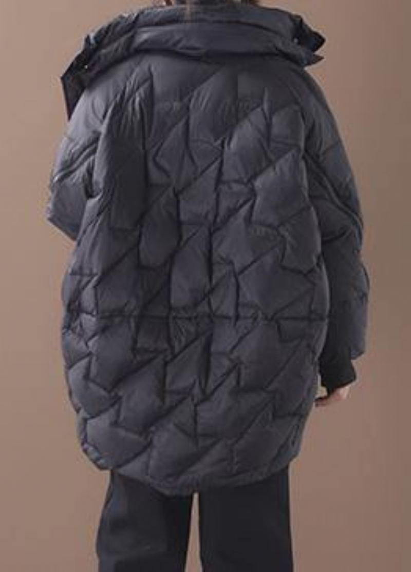 Doudoune Chaude Grande Taille Col Montant Manteau En Duvet De Canard Noir Zippé - Doudounes femmes