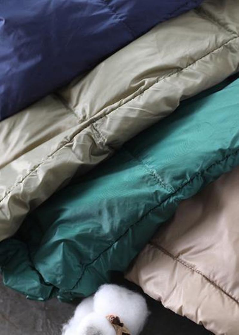 Doudoune Décontractée Manteaux Bleu Vert Poches À Capuche Manteau En Duvet D'oie - Doudounes femmes