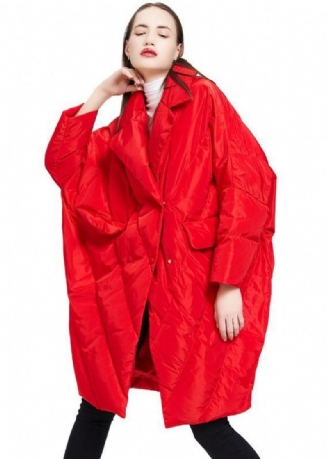 Doudoune Grande Taille Col Cranté Vestes Manteau Rouge Hiver