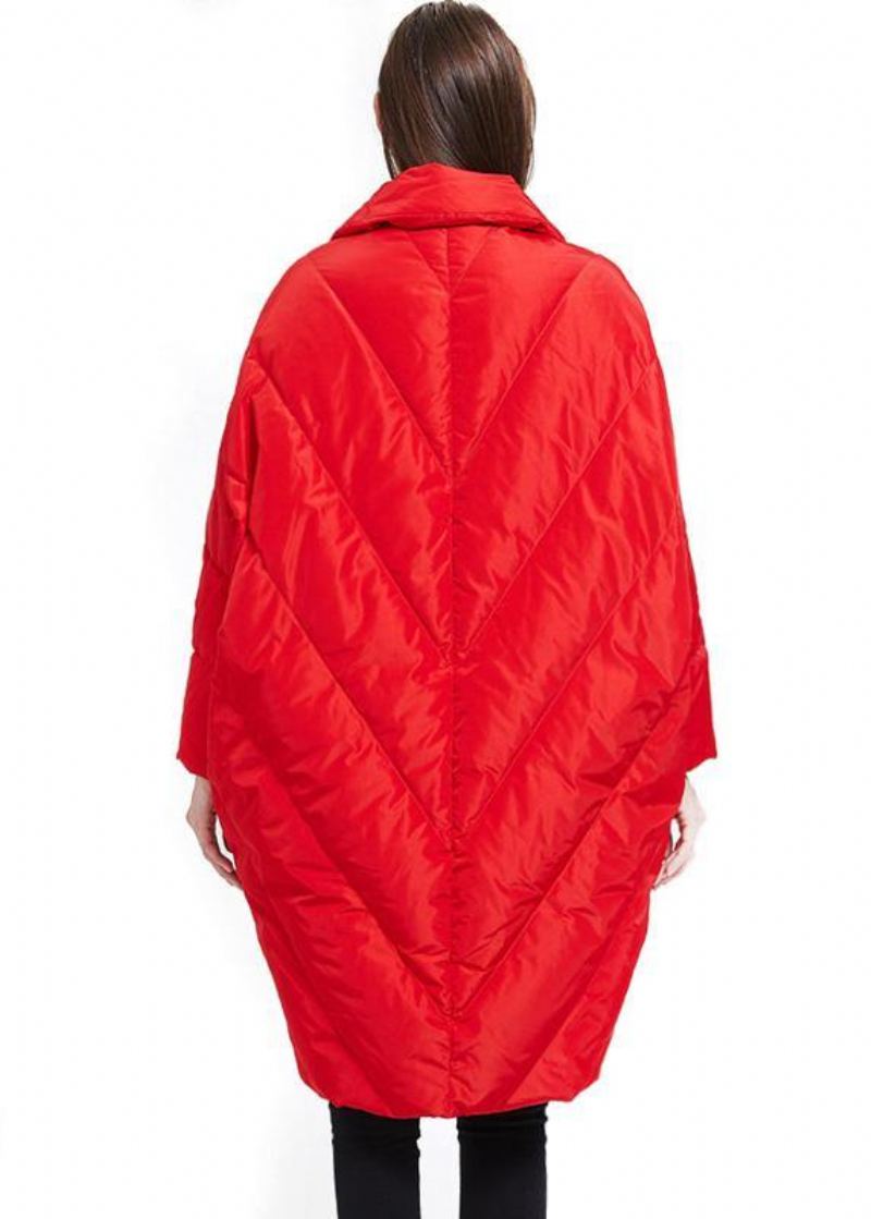 Doudoune Grande Taille Col Cranté Vestes Manteau Rouge Hiver - Doudounes femmes