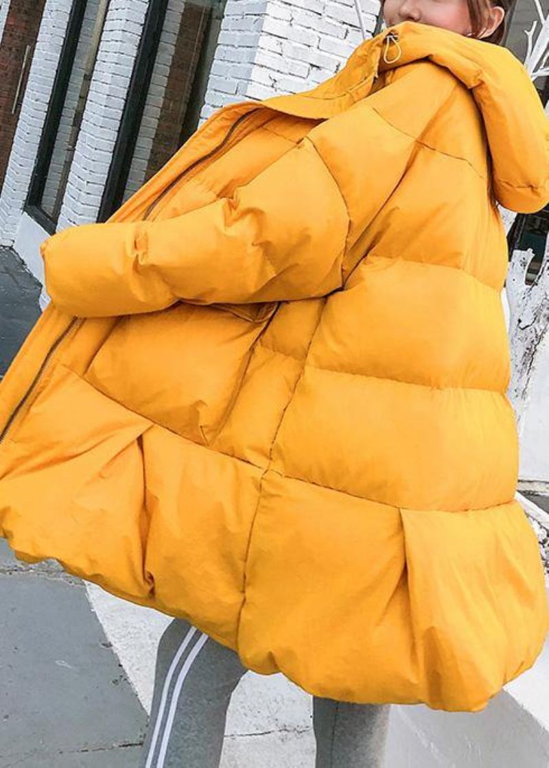 Doudoune Surdimensionnée Grandes Poches Vêtements D'hiver Manteaux À Capuche Jaunes Pour Femmes - Violet