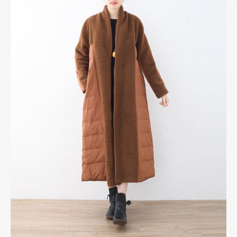 Doudounes Marron Fines Manteau Matelassé À Col Haut Grande Taille Manteaux Fins