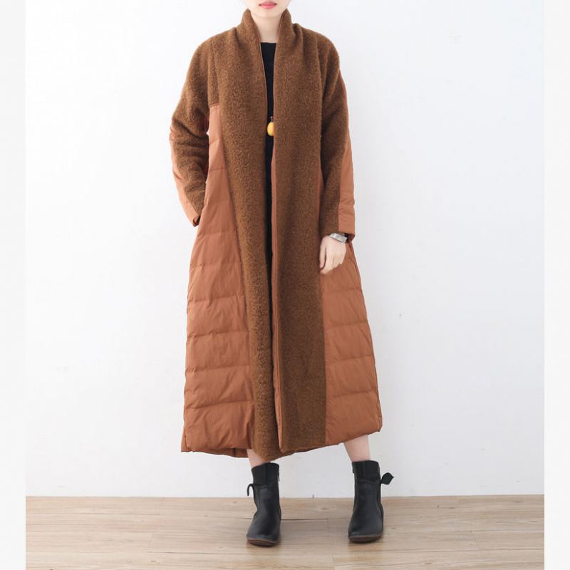 Doudounes Marron Fines Manteau Matelassé À Col Haut Grande Taille Manteaux Fins - Doudounes femmes