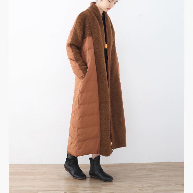 Doudounes Marron Fines Manteau Matelassé À Col Haut Grande Taille Manteaux Fins - Doudounes femmes