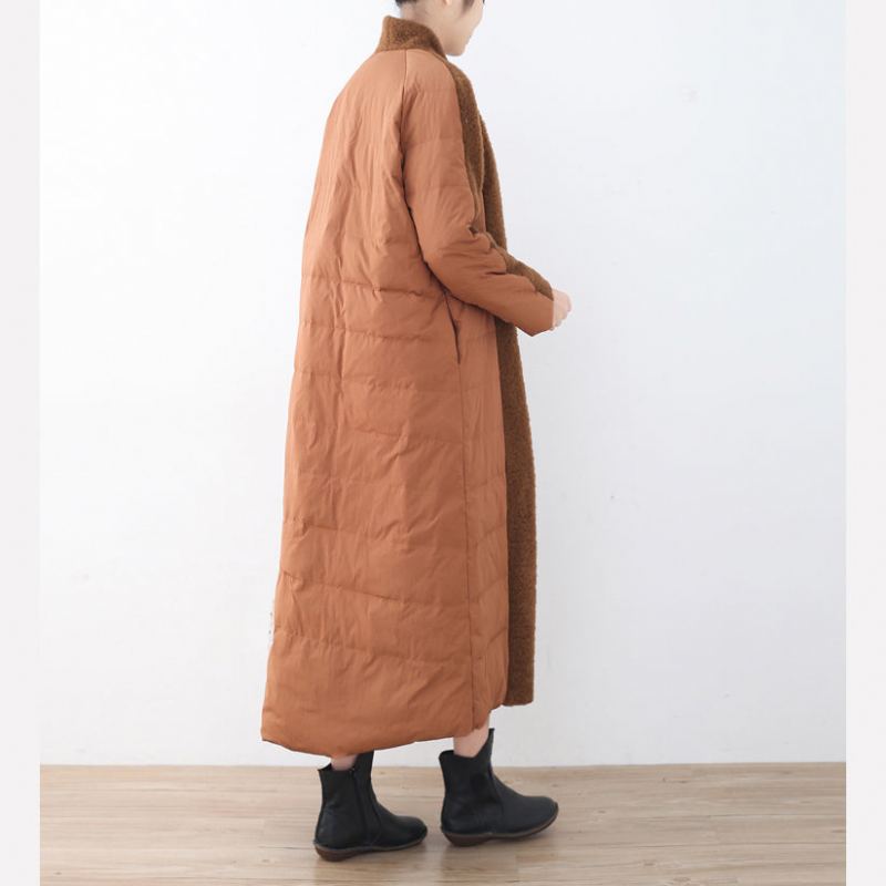 Doudounes Marron Fines Manteau Matelassé À Col Haut Grande Taille Manteaux Fins - Doudounes femmes