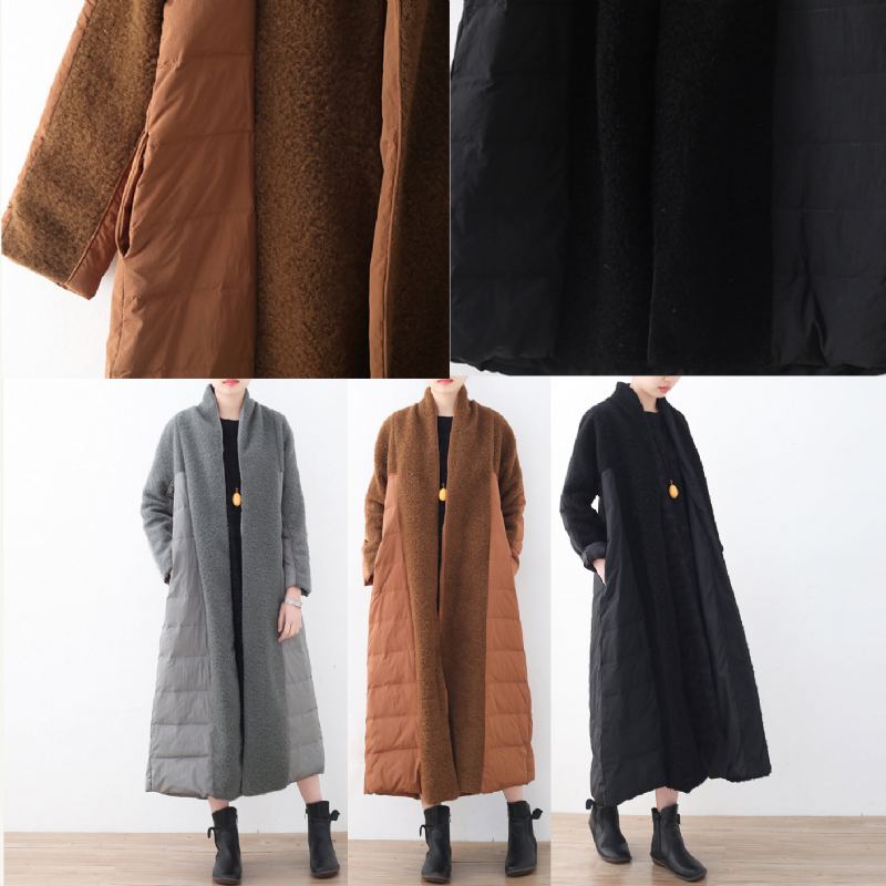 Doudounes Marron Fines Manteau Matelassé À Col Haut Grande Taille Manteaux Fins - Doudounes femmes