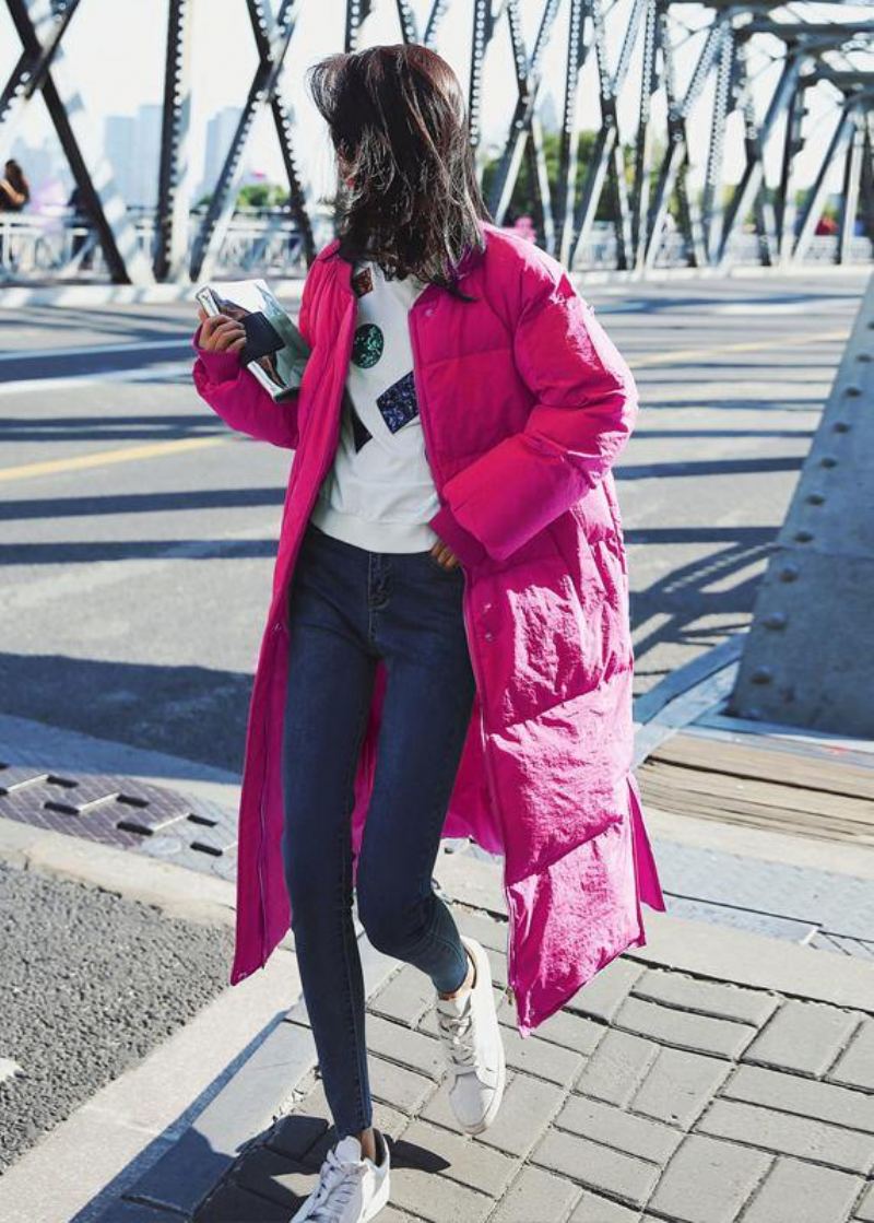 Élégant À La Mode Grande Taille Veste D'hiver Pardessus Blanc Col Rond Poches Vers Le Bas Manteau Hiver - Vert