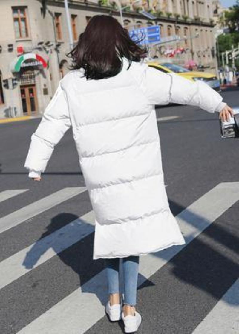 Élégant À La Mode Grande Taille Veste D'hiver Pardessus Blanc Col Rond Poches Vers Le Bas Manteau Hiver - Vert