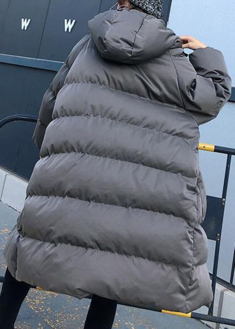 Femmes À La Mode Grande Taille Veste D'hiver Pardessus Gris À Capuche Fermeture Éclair Parka - Vert