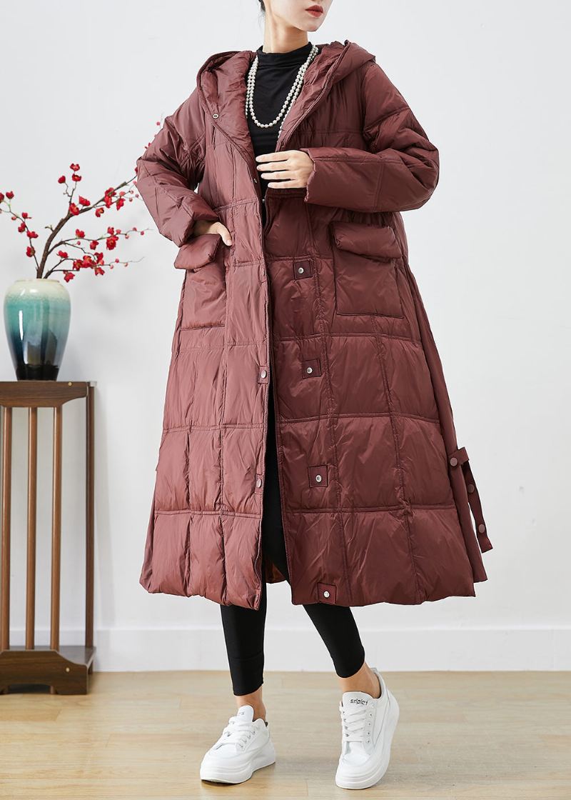 Femmes Terne Rouge Surdimensionné Plaid Canard Vers Le Bas Canada Goose Veste Hiver