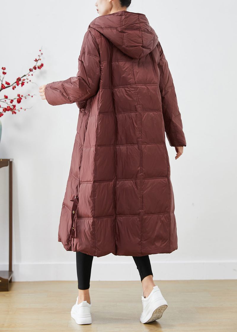 Femmes Terne Rouge Surdimensionné Plaid Canard Vers Le Bas Canada Goose Veste Hiver - Doudounes femmes