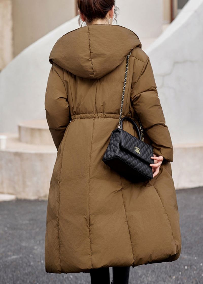 Manteau Ample En Duvet De Canard À Capuche Avec Boutons Et Patchwork De Chameau Pour L'hiver - Doudounes femmes