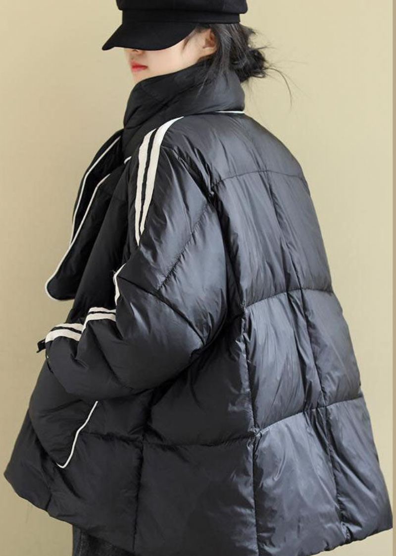 Manteau Ample En Duvet De Canard D'hiver Avec Poches Zippées Noires - Doudounes femmes