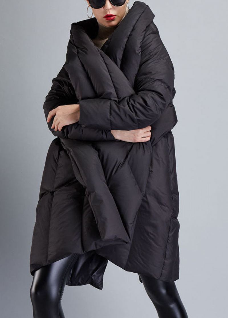 Manteau Asymétrique Noir Fin En Duvet De Canard Manteaux D'hiver - Doudounes femmes