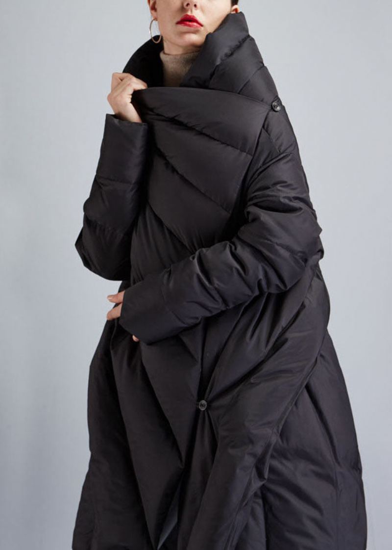 Manteau Asymétrique Noir Fin En Duvet De Canard Manteaux D'hiver - Doudounes femmes