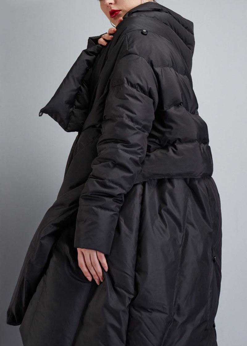 Manteau Asymétrique Noir Fin En Duvet De Canard Manteaux D'hiver - Doudounes femmes