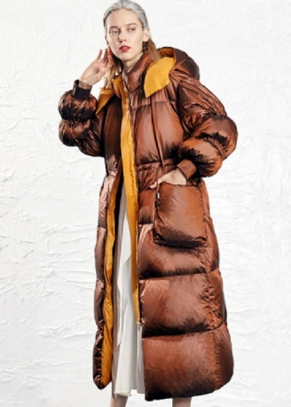 Manteau Bouffant En Duvet De Canard Épais Avec Cordon De Serrage Mode Caramel Simple Hiver