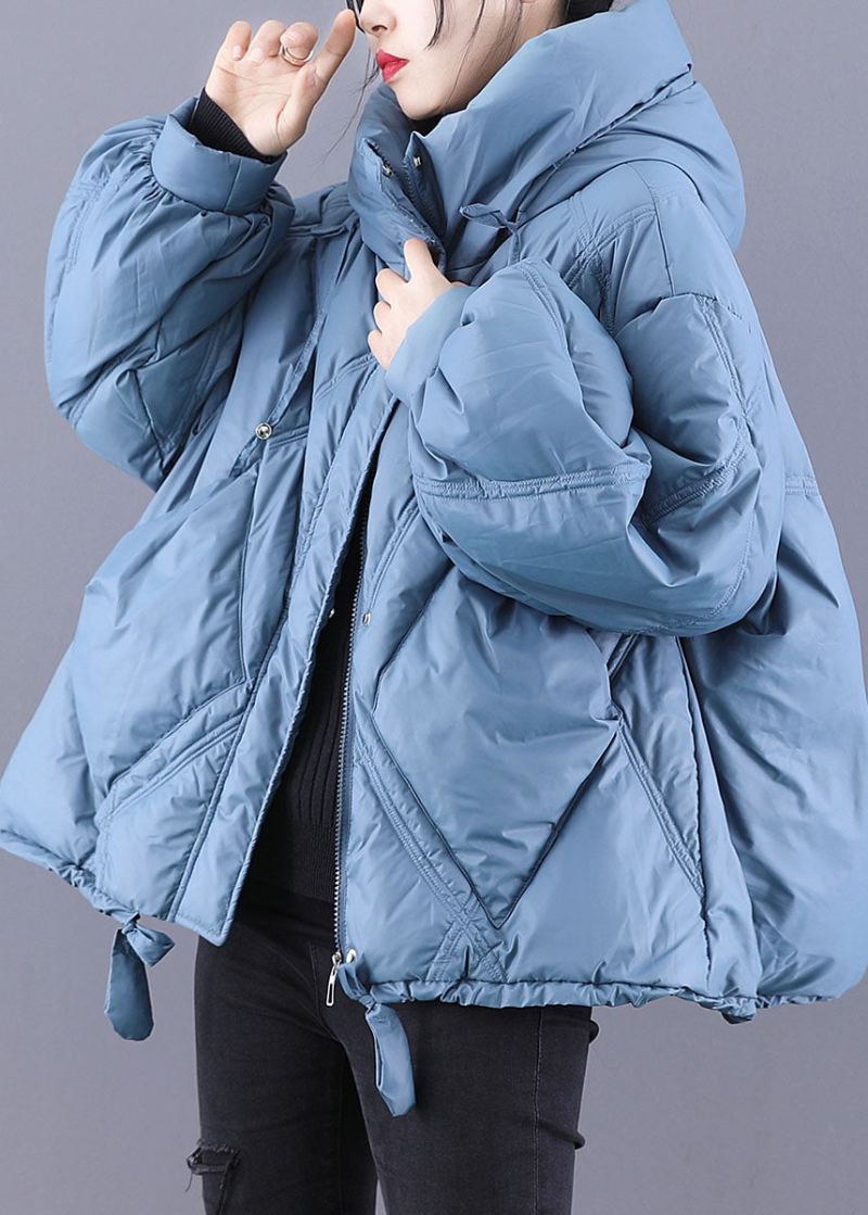 Manteau À Capuche Bleu Unique Chaud D'hiver En Duvet De Canard - Bleu