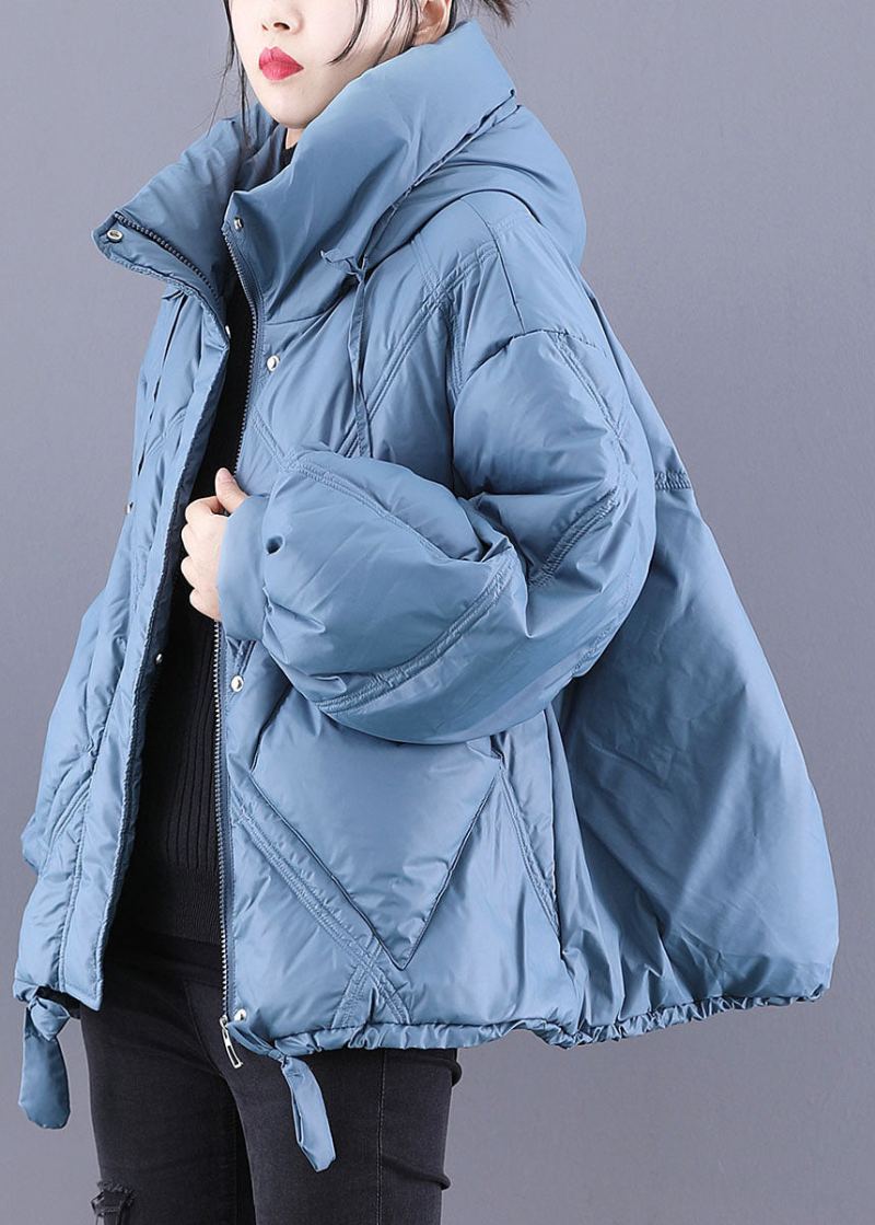 Manteau À Capuche Bleu Unique Chaud D'hiver En Duvet De Canard - Bleu