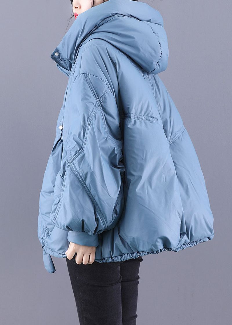 Manteau À Capuche Bleu Unique Chaud D'hiver En Duvet De Canard - Bleu