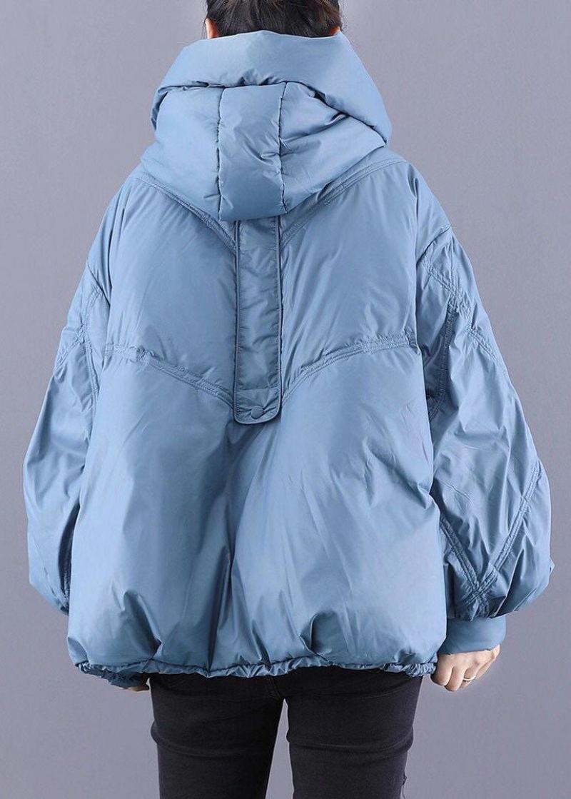 Manteau À Capuche Bleu Unique Chaud D'hiver En Duvet De Canard - Bleu