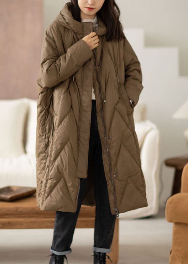 Manteau À Capuche En Duvet De Canard Style Bohémien Chocolat Mode Hiver - Doudounes femmes