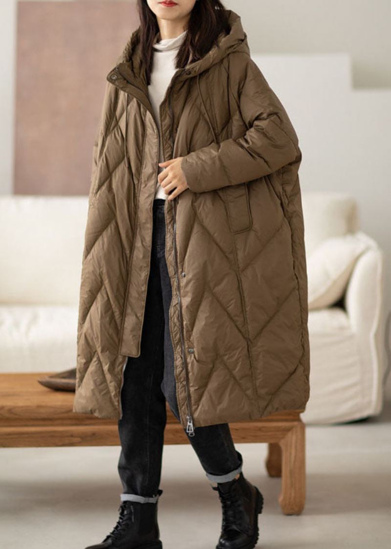 Manteau À Capuche En Duvet De Canard Style Bohémien Chocolat Mode Hiver - Doudounes femmes