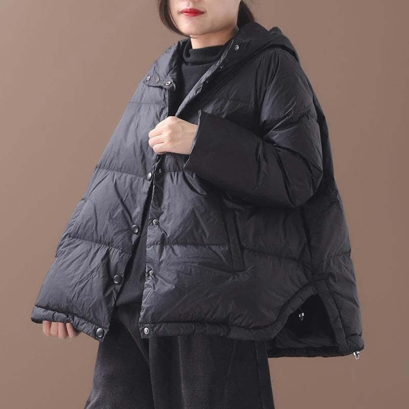 Manteau Chaud En Duvet De Canard Noir Grande Taille Vestes De Neige À Capuche Pardessus Épais Pour Femmes